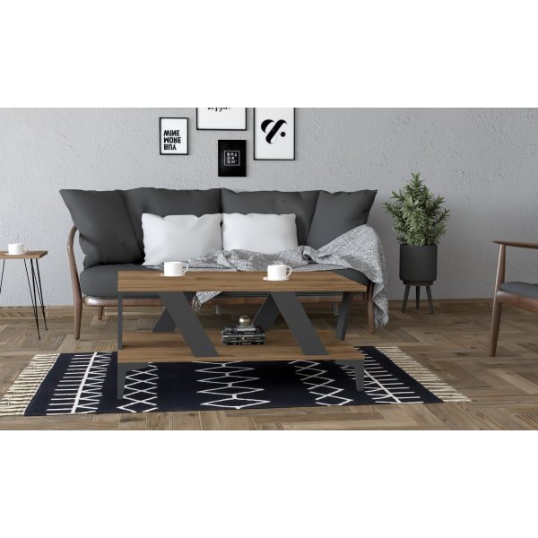 Tabla Couchtisch 100 x 40 cm - Anthrazit/Walnuss