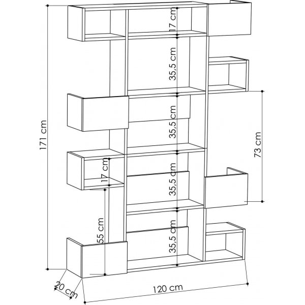 Bücherregal Niho - Eiche/anthrazit Bücherregal Niho - Eiche/anthrazit