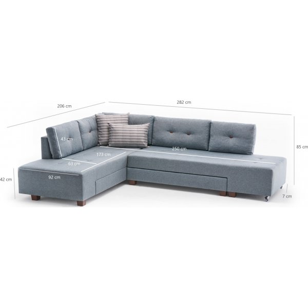 Manama Ecksofa links - Hellblau