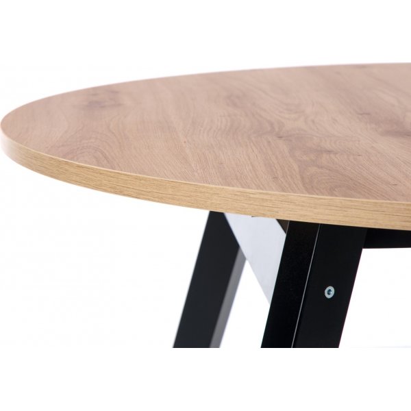 Ausziehbarer runder Esstisch Caliss Ø102-142 cm - Artisan-Eiche/Schwarz Ausziehbarer runder Esstisch Caliss Ø102-142 cm - Artisan-Eiche/Schwarz