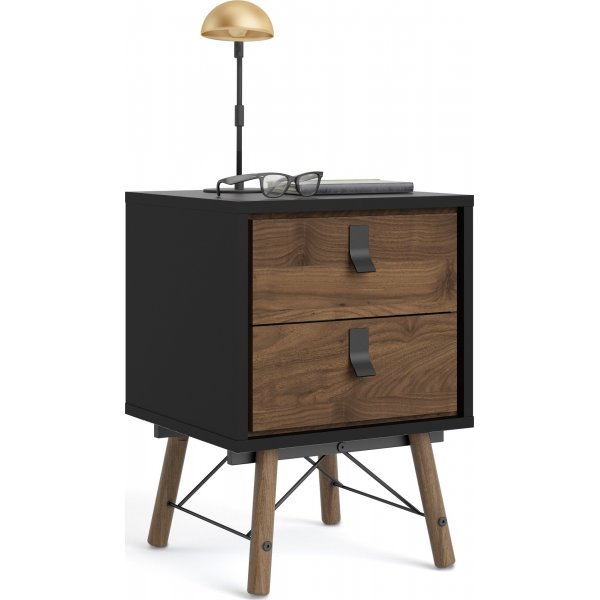 Ry Nachttisch - Schwarz/Walnuss