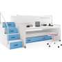 Etagenbett Max mit Zustellbett und ausziehbarem Schreibtisch 80 x 200 cm - Beliebige Farbe