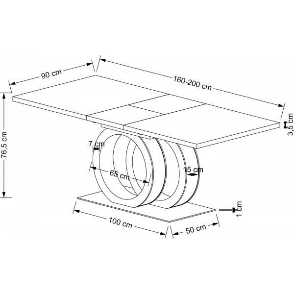 Galardo Esstisch 160-200 x 90 cm - Wei�