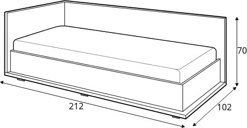 Simi Bett links 90 x 200 cm - Wei/Hickory