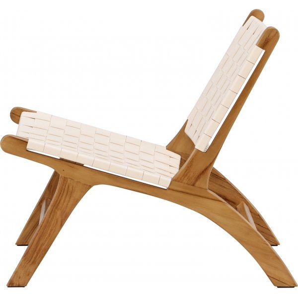 Rike Loungesessel - Creme PU/Teak Rike Loungesessel - Creme PU/Teak