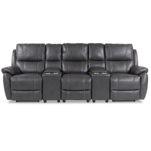 Enjoy Hollywood Kinosofa - 3-Sitzer Recliner (elektrisch) aus grauem Kunstleder