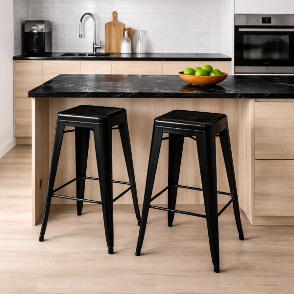 Industry Barhocker aus Blech - Schwarz + M�belf��e