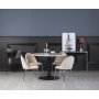 Plaza Esstischset, Marmortisch mit 4 Plaza Samtsthlen - Beige/Chrom/Schwarz