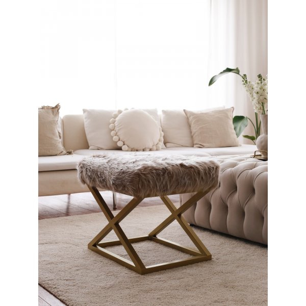 Capraz Plüsch-Hocker - Braun/Gold Capraz Plüsch-Hocker - Braun/Gold