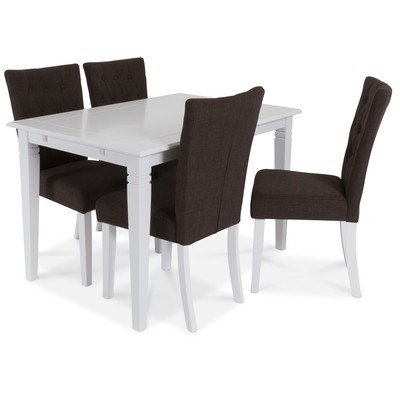 Sandhamn Esstischgruppe 120 cm Tisch mit 4 Crocket Sthlen in braunem Stoff