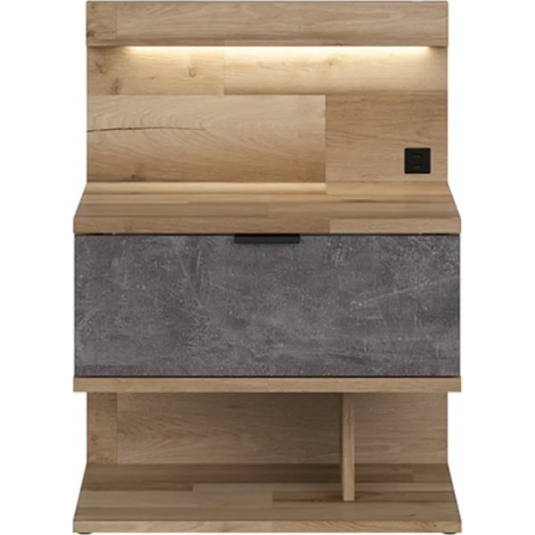 Arica Nachttisch links - Eiche/grau