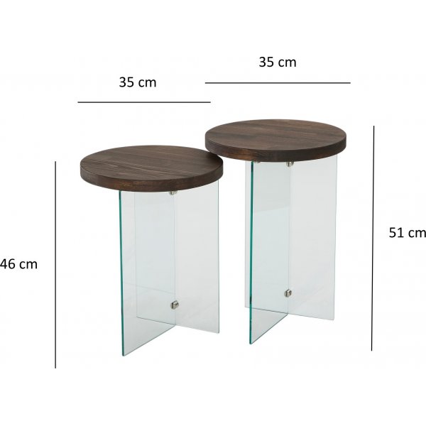 Serenity Beistelltisch-Set 35/35 cm - Walnuss