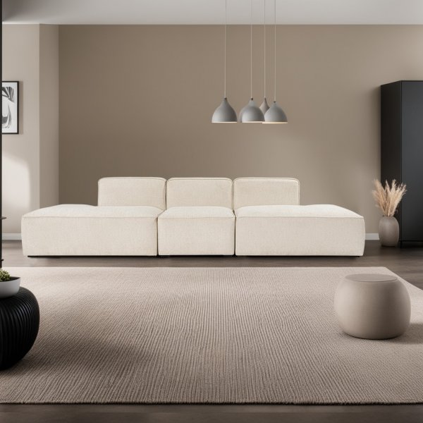 Mehr 3-Sitzer-Sofa mit offenen Enden - Creme