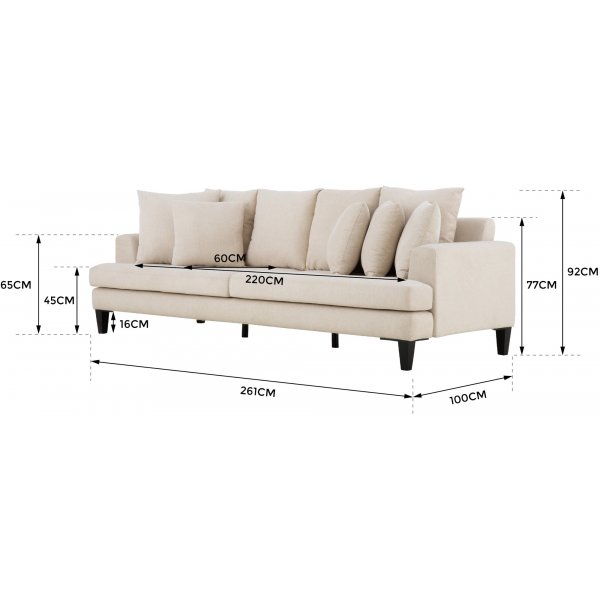 Beiges 4-Sitzer-Sofa mit losen Kissen - Remy