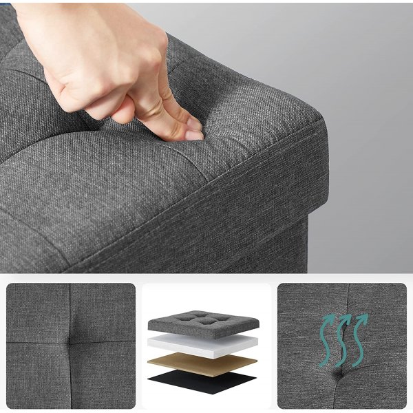 Idris Hocker mit Stauraum - Dunkelgrau