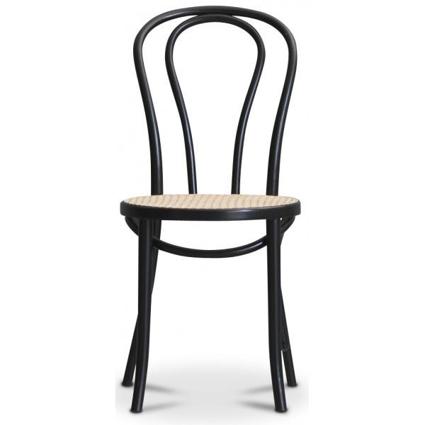 PiPi Essgruppe, runder Esstisch 120 cm inkl. 4 Bugholz Stuhl No18 - Schwarz gebeiztes Holz