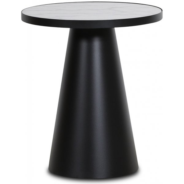 Zero Beistelltisch rund 50 cm - schwarz / weier Marmor