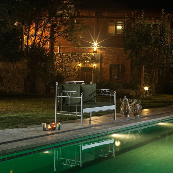 Hampus 2-Sitzer Outdoor-Sofa - Wei/Grn + Textilreinigung fr Mbel