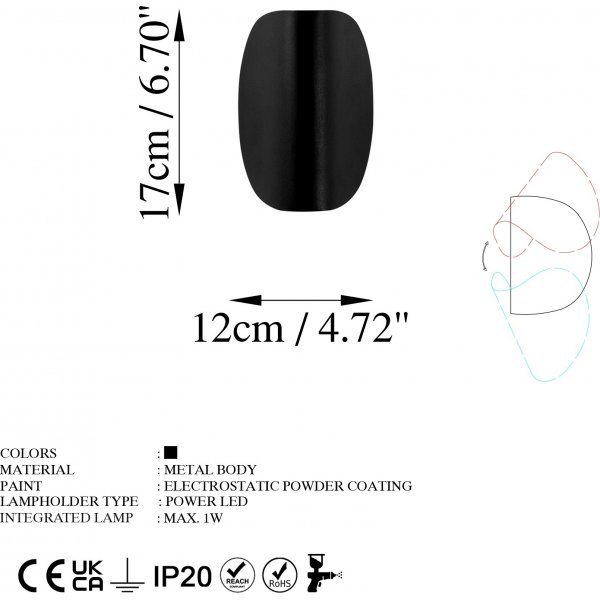 Potisto Wandleuchte - Schwarz Potisto Wandleuchte - Schwarz