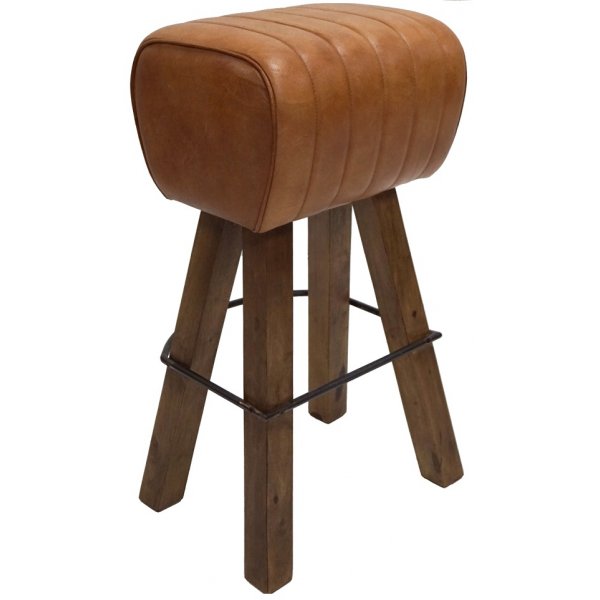 Trollhttan hoher Hocker - Holz/Leder