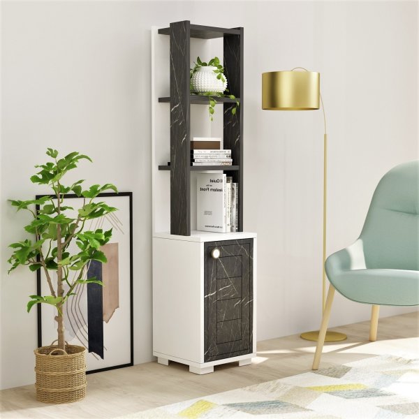 Canard Bcherregal - Wei/schwarzer Marmor