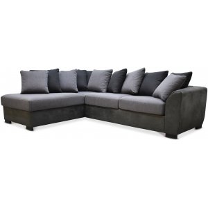 Delux Sofa mit offenem Ende links - Grau/Anthrazit/Vintage