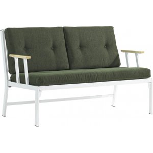 Lotus 2-Sitzer Outdoor-Sofa - Wei/Grn + Mbelpflegeset fr Textilien