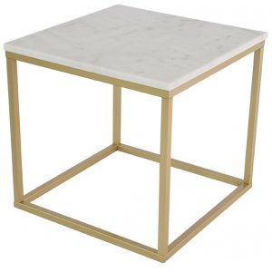 Accent Lampentisch 50x50 cm - Weißer Marmor / Messing Accent Lampentisch 50x50 cm - Weißer Marmor / Messing