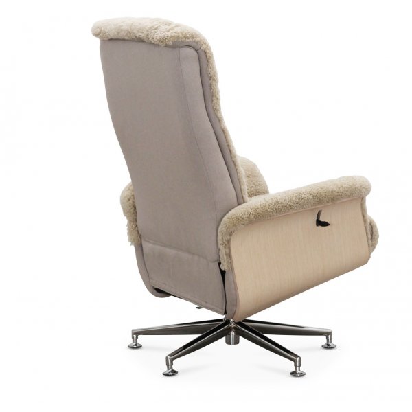 Relaxsessel mit Fuhocker aus echtem Schaffell beige/whitewash - Ulla + Textilreinigung fr Mbel
