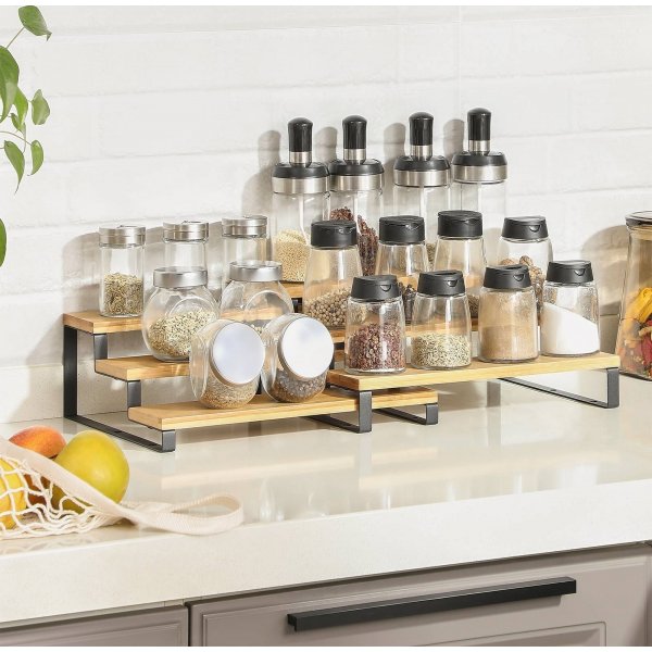 Biharat Gewrzregal, 2 Stck - Bambus/schwarz