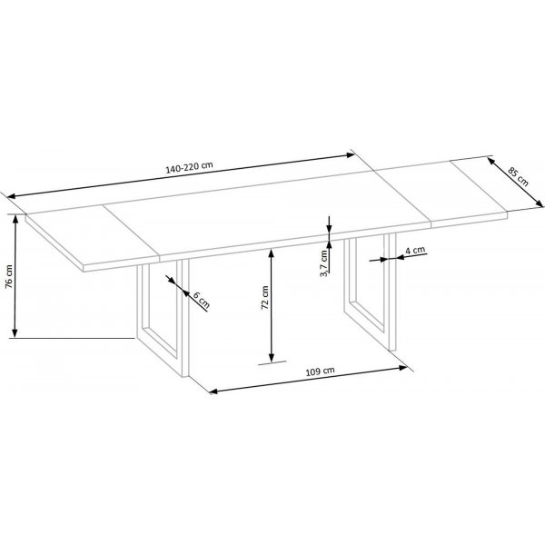 Gambon Esstisch 140x85 cm - Eiche/Schwarz Gambon Esstisch 140x85 cm - Eiche/Schwarz