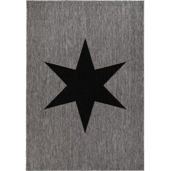 Flachgewebter Teppich Sandby Stjrna - Grau/Schwarz