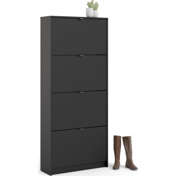 Schuhe tiefer Schuhschrank mit 4 Fächern - Schwarz Schuhe tiefer Schuhschrank mit 4 Fächern - Schwarz