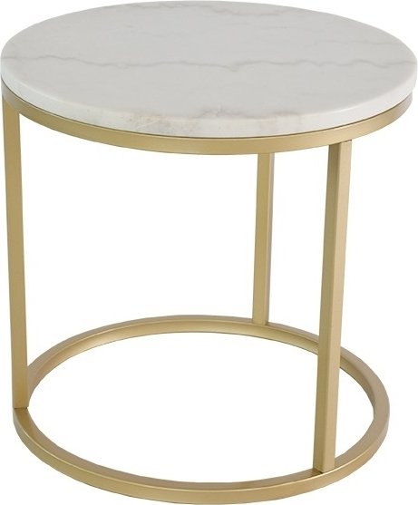 Akzent um Lampentisch D50 cm - Weier Marmor/Messingfarben