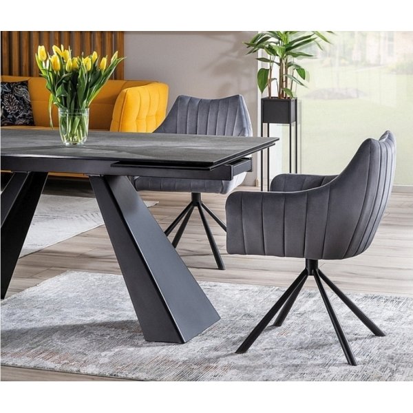 Salvadore Esstisch 120-180 x 80 cm - Grau/Schwarz Salvadore Esstisch 120-180 x 80 cm - Grau/Schwarz