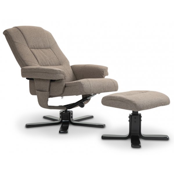 Oslo Liegesessel mit Hocker aus dunkelbeigem Stoff