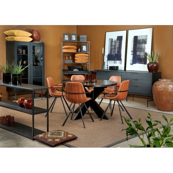 Sieben runder Esstisch 120 cm - Schwarzes Eschenfurnier Sieben runder Esstisch 120 cm - Schwarzes Eschenfurnier