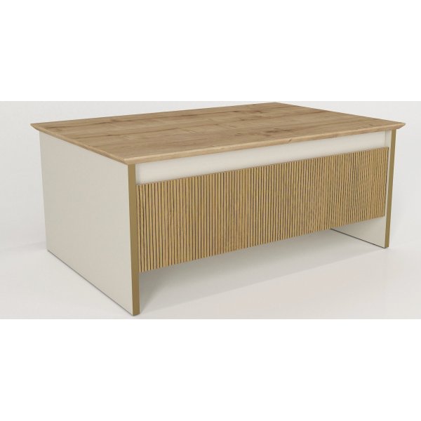 Sion Couchtisch 90 x 60 cm - Beige/Gold/Walnuss