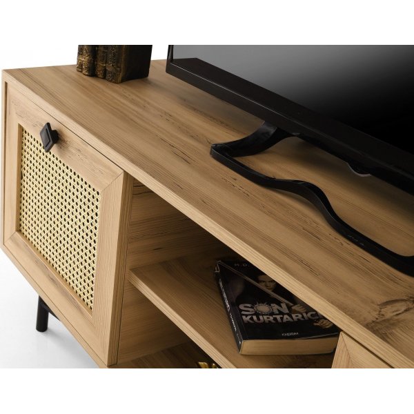 Begonya Medienbank 140 cm - Eiche/schwarz