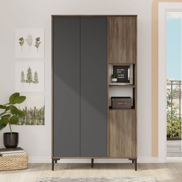 Aristo Kleiderschrank - Braun/Anthrazit