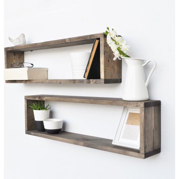 Abstraktes Wandregal 7 - Nussbaum