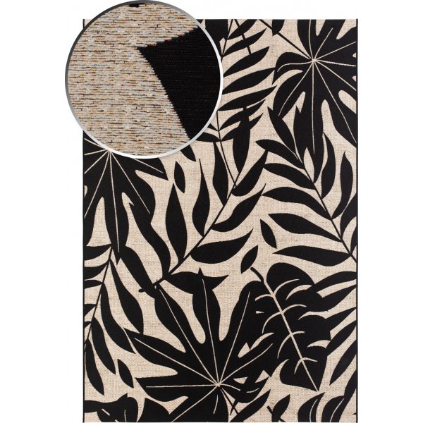 Domani Monstera flach gewebter Teppich Schwarz Domani Monstera flach gewebter Teppich Schwarz