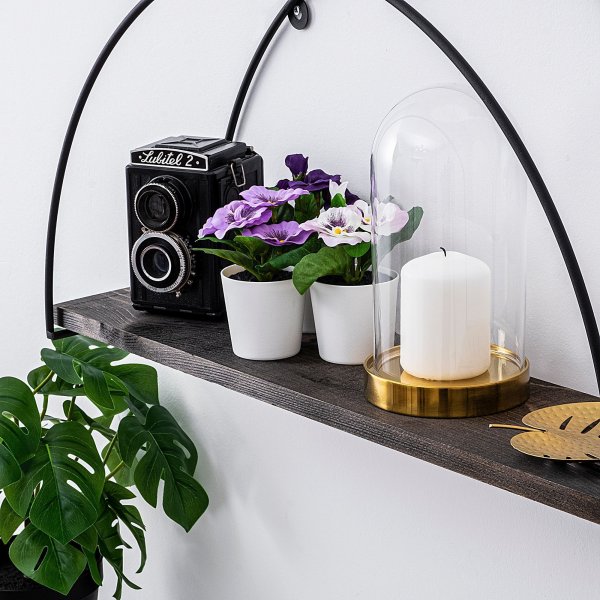 Indicum Wandregal - Schwarz/Walnuss