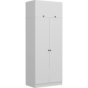 Larett Kleiderschrank mit Oberschrank, 90 cm - Wei