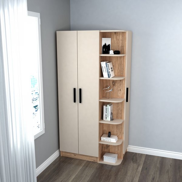 Luses Kleiderschrank - Kiefer/Beige Luses Kleiderschrank - Kiefer/Beige