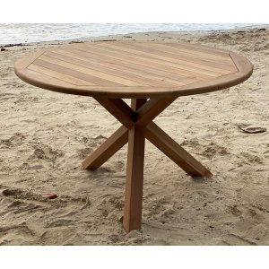 Salzinsel um den Esstisch aus Teak - 120 cm Durchmesser + Holzl fr Mbel