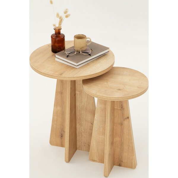 Pilz-Duo-Beistelltisch 30/40 cm - Saphireiche