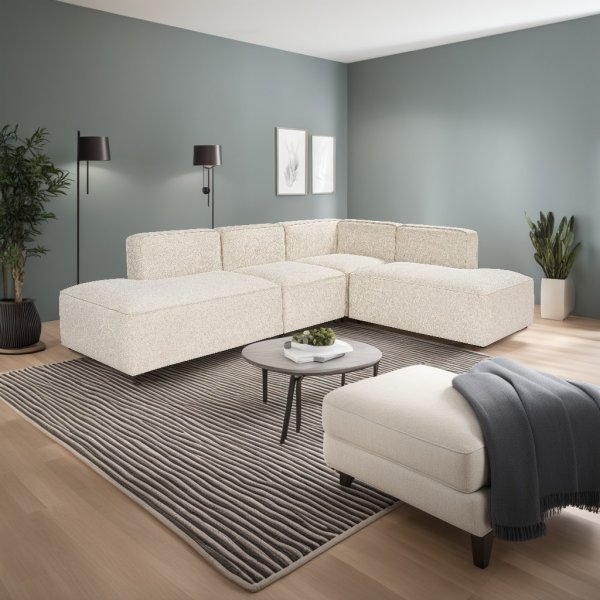 Mehr Ecksofa mit offenen Enden rechts - Creme