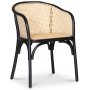 Lotus-Sessel in Schwarz mit Rattan-Rckenlehne