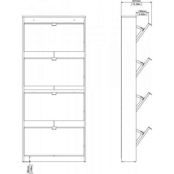 Schuhschrank mit 4 Fächern - Weiß Schuhschrank mit 4 Fächern - Weiß